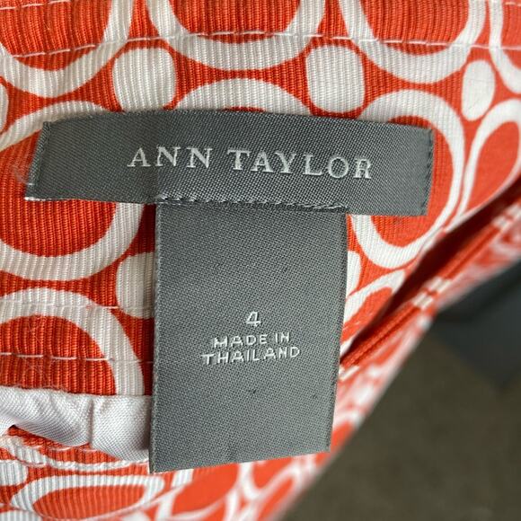 Loft orange and white geometric print  lined pencil skirt - Picture 3 of 7